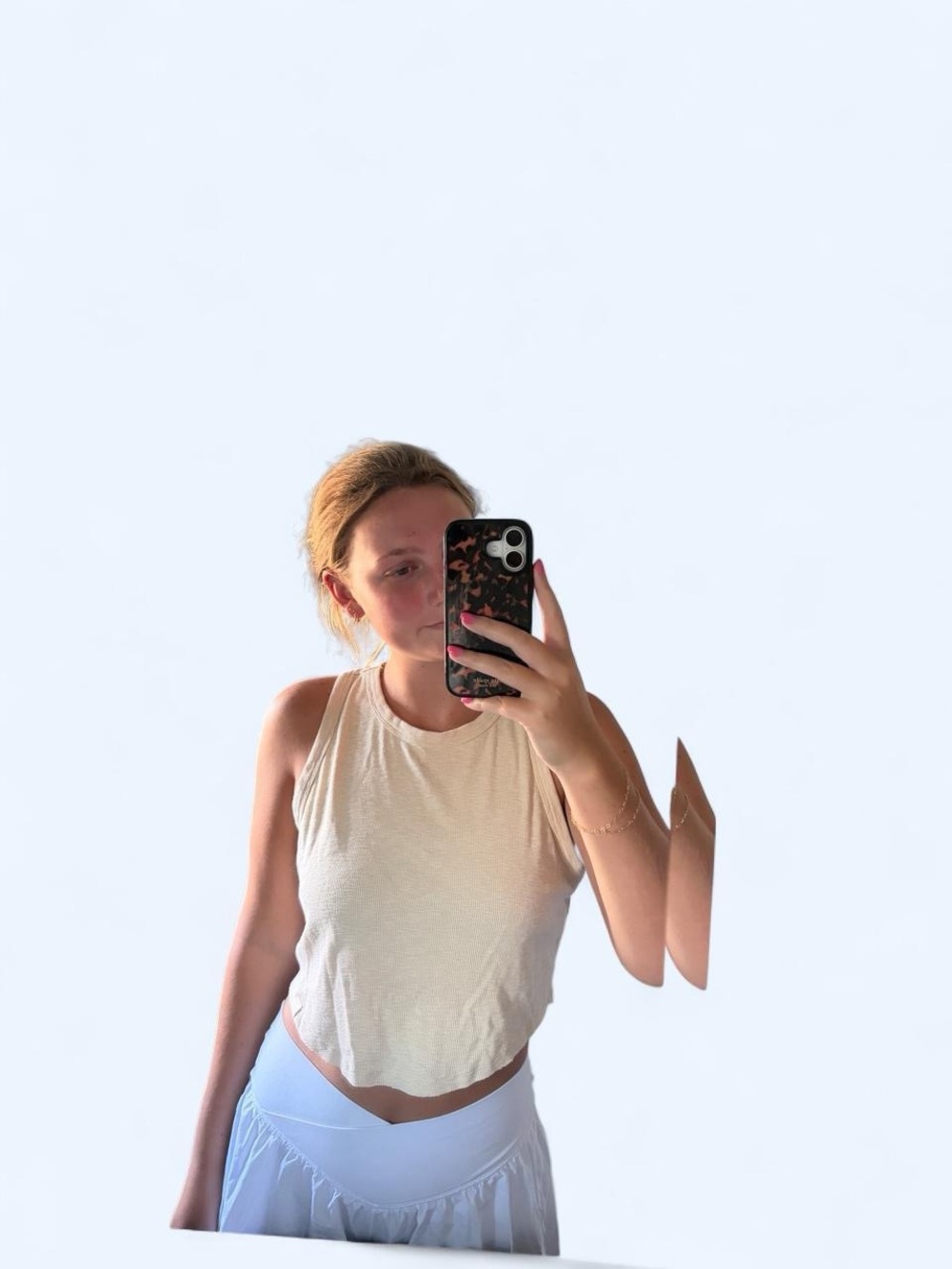 JoyLab Cream Ribbed Cropped Tank